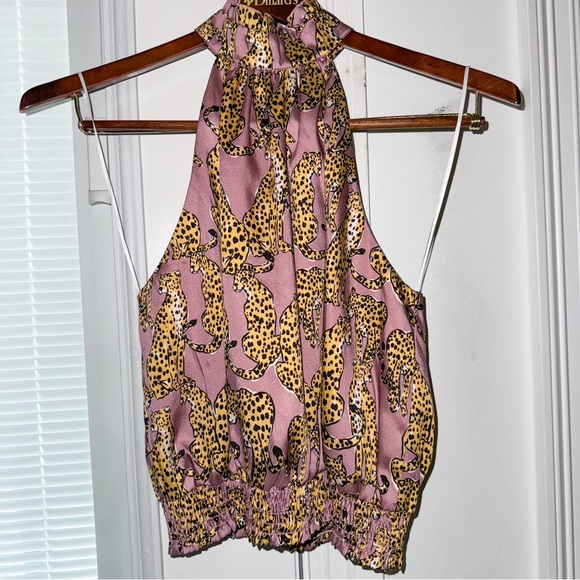 NWT Lavender Crop Blouse w Cheetahs - Lavender Brown Clothing - Size M - USA - Picture 8 of 8